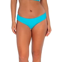 Women's Blue Bliss Alana Reversible Hipster Low Rise Swimwear Bikini Bottom
