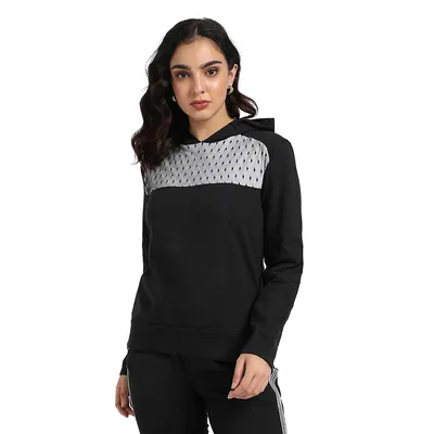 Women's Pullover Hoodie With Mesh Details