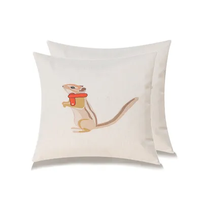 Farmhouse Animals Chipmunk Throw Pillow With Poly Insert - Set Of 2