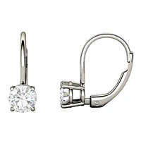 14k White Gold & 1.00 Ct. T.w. Round Created Moissanite Leverback Earrings