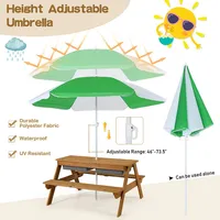 Babyjoy 3-in-1 Kids Picnic Table Outdoor Water Sand Table W/ Umbrella Play Boxes