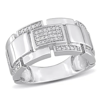 Men's 1/4 Ct Tw Diamond Ring Sterling Silver