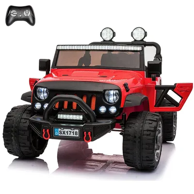 2-seater 12v Ride-on Car For Kids, Realistic Jeep Truck With Full Led Lights, Parental Remote Control, Mp3 Player, Eva Wheels(with Rubber Band) And Multi-speed Selection (black)