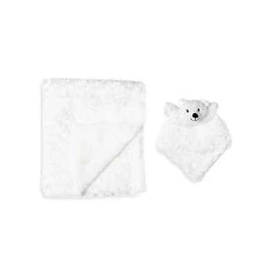 Bear Curly Plush 2-Piece Blanket Set