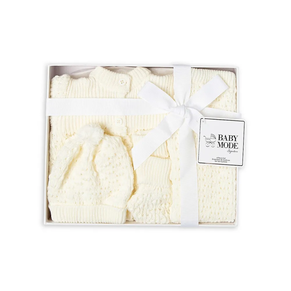 Baby's 4-Piece Boxed Ivory Knit Layette Set