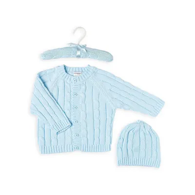 Baby's Cable-Knit Cardigan & Toque Set