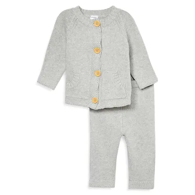 Baby's 2-Piece Wood-Button Sweater & Pants Set