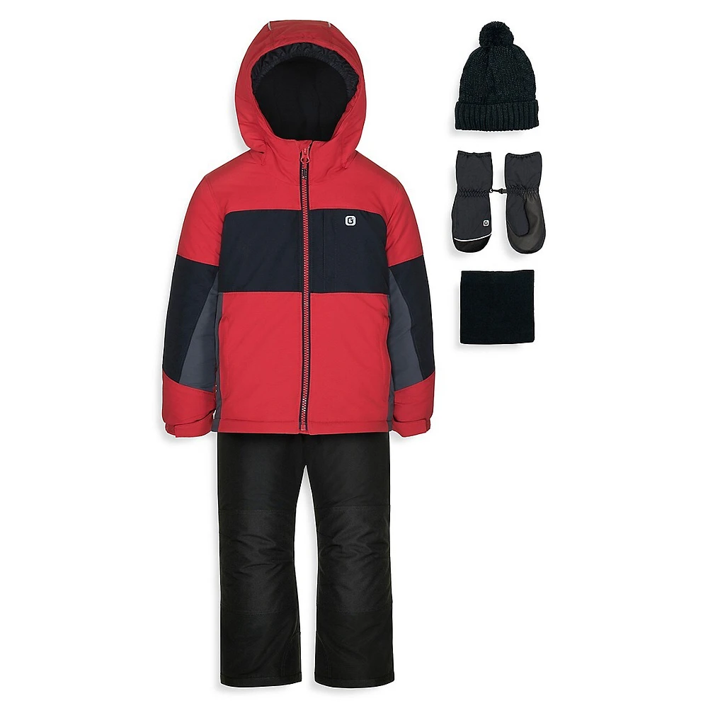 Little Boy's 5-Piece Colourblock Snowsuit Set