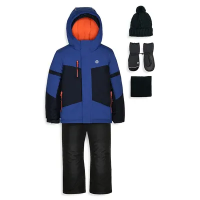 Little Boy's 5-Piece Colourblock Snowsuit Set