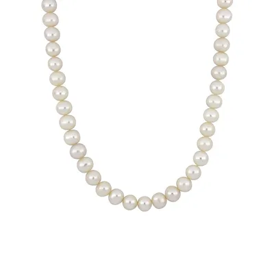 Sterling Silver & 9-9.5MM Cultured Freshwater Pearl Necklace