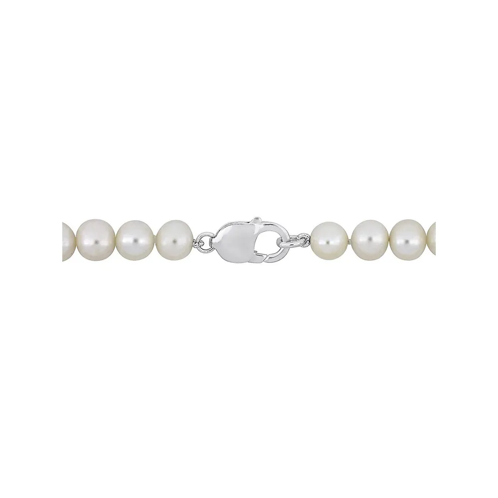 Men's Sterling Silver & 9-9.5MM Cultured Freshwater Pearl Bracelet