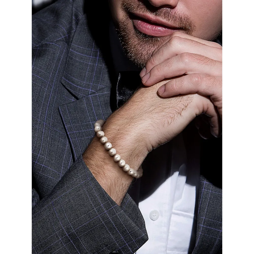 Men's Sterling Silver & 9-9.5MM Cultured Freshwater Pearl Bracelet