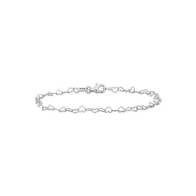 Sterling Silver Heart-Link Chain Bracelet - 7.5-Inch