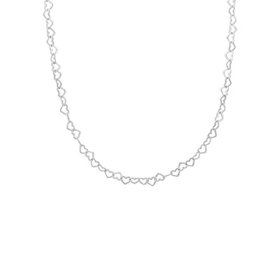 Sterling Silver Heart-Link Chain Necklace - 18-Inch