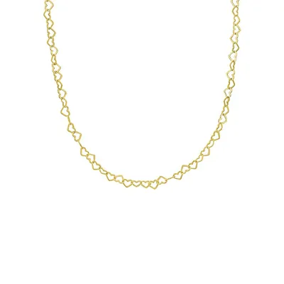 Goldtone-Plated Sterling Silver Heart-Link Chain Necklace - 18-Inch