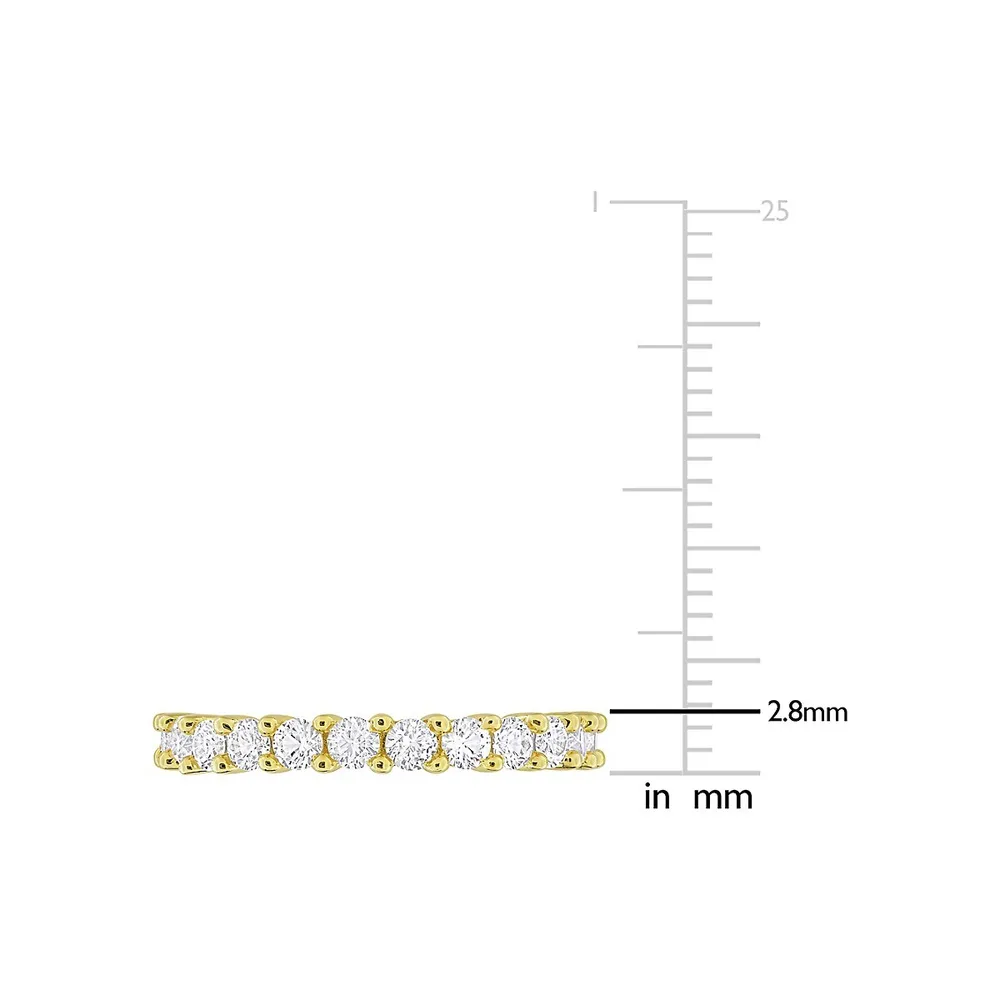 Yellow-Plated Sterling Silver & Lab-Created White Sapphire Stacking Anniversary Band