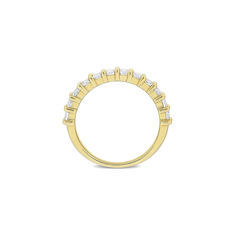 Yellow-Plated Sterling Silver & Lab-Created White Sapphire Stacking Anniversary Band