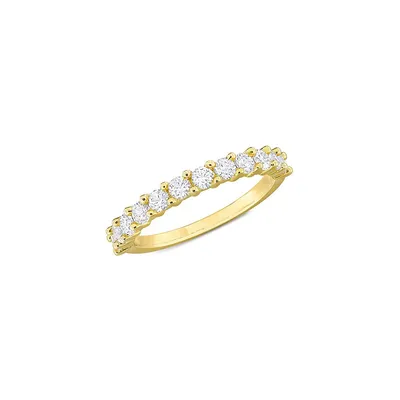 Yellow-Plated Sterling Silver & Lab-Created White Sapphire Stacking Anniversary Band