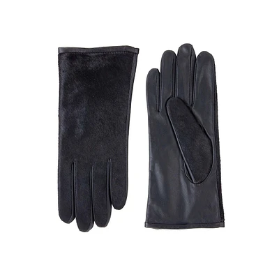 Gants de cuir avec poils poney sur la couche supérieure