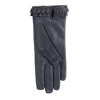 Ruffle Cuff Leather Gloves