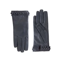 Ruffle Cuff Leather Gloves