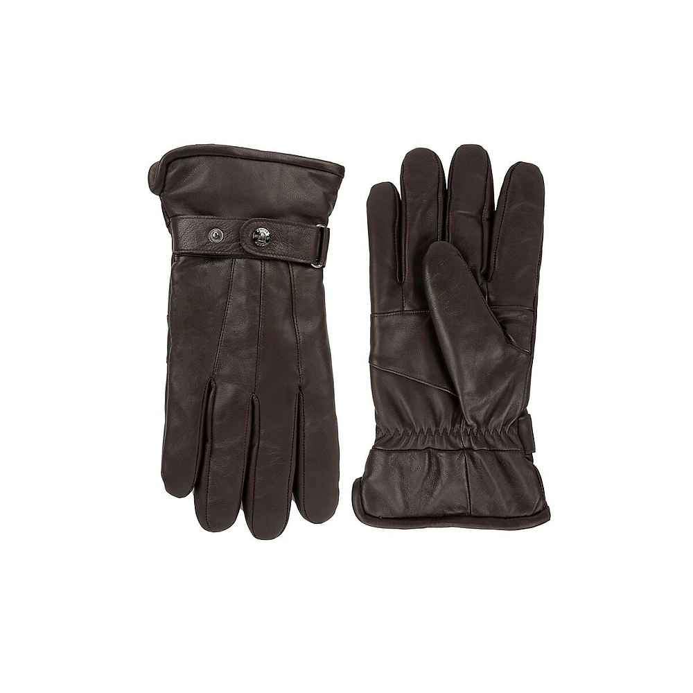 Men's Faux Shearling Lined Leather Gloves