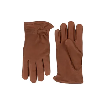 Men's Gather-Cuff Leather Gloves