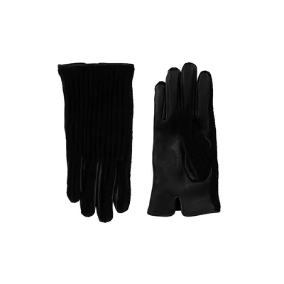 Men's Cable Knit Top & Deerskin Leather-Back Gloves
