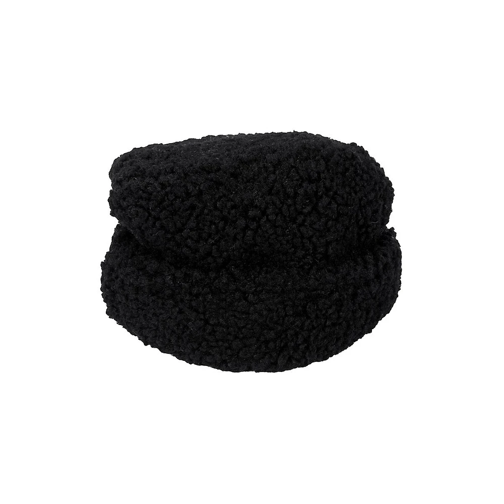 Faux Shearling Cuffed Cloche-Style Cap