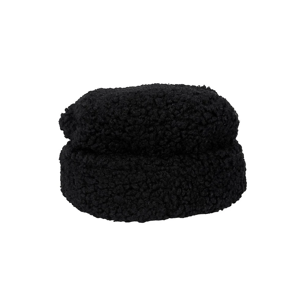 Faux Shearling Cuffed Cloche-Style Cap