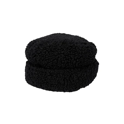 Faux Shearling Cuffed Cloche-Style Cap