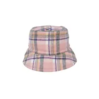 Plaid & Faux Fur Reversible Bucket Hat