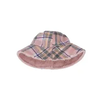 Plaid & Faux Fur Reversible Bucket Hat