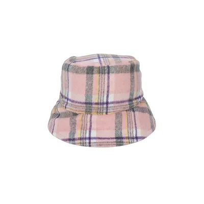 Plaid & Faux Fur Reversible Bucket Hat