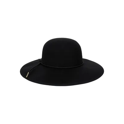 Leather-Tie Floppy Cloche Hat