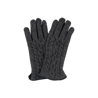 Women's Semi-Aniline Leather Cable-Knit Gloves