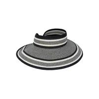 Stripe Straw UPF 50+ Roll-Up Visor Hat