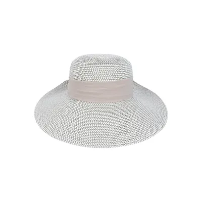 Chapeau souple à rabat en paille multicolore avec facteur de protection contre les rayons UV 50+