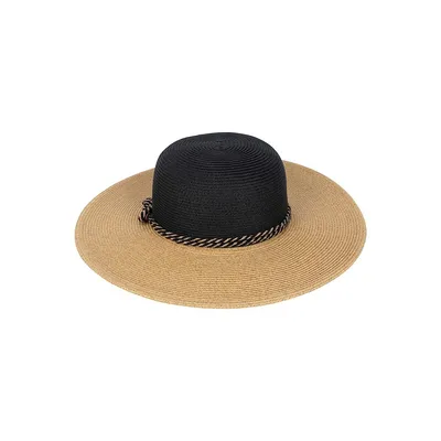 Chapeau souple aux couleurs contrastées avec bordure en corde et facteur de protection contre les rayons UV 50+