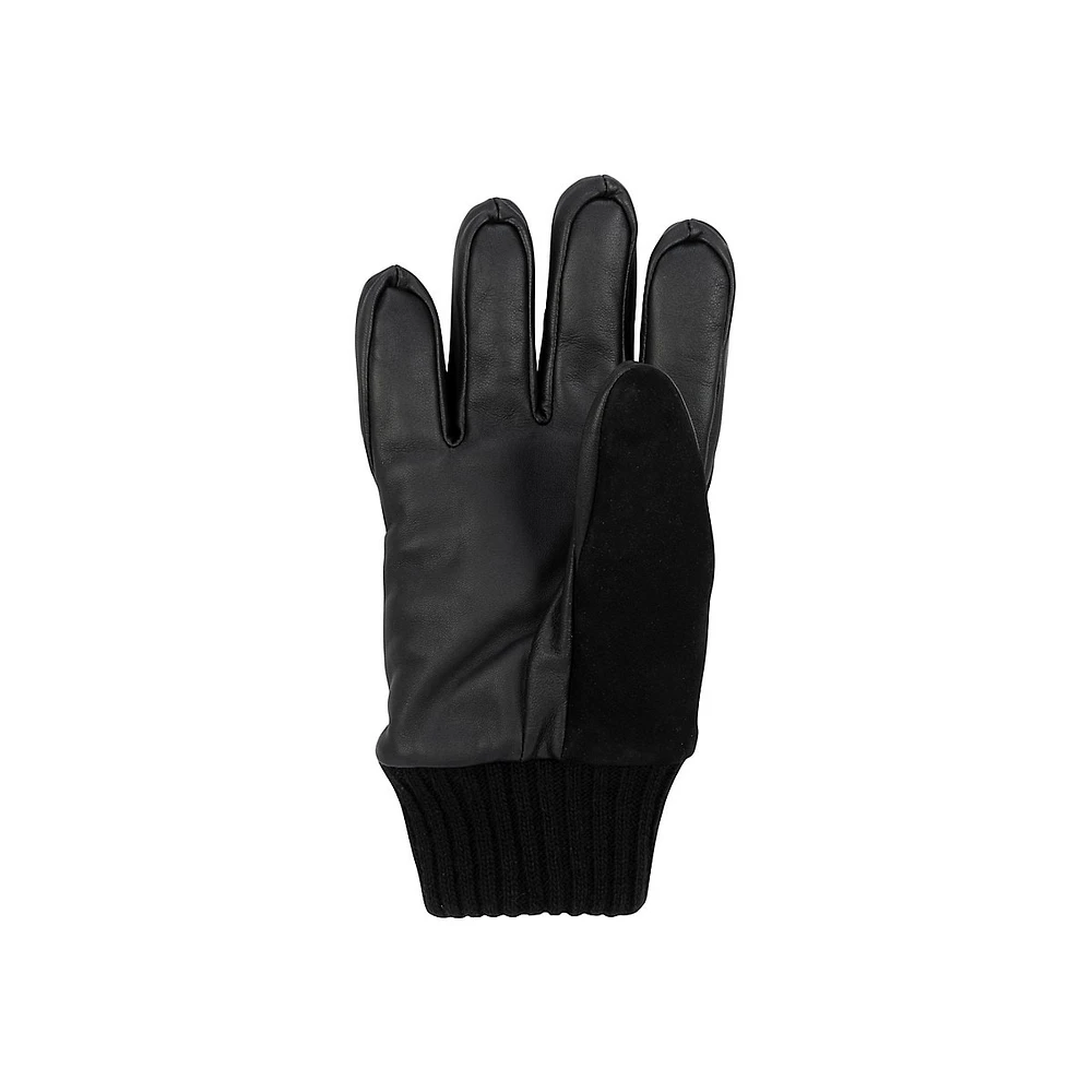 Men's Leather-Palm Wool-Cuff Suede Gloves