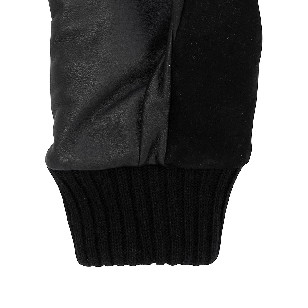 Men's Leather-Palm Wool-Cuff Suede Gloves