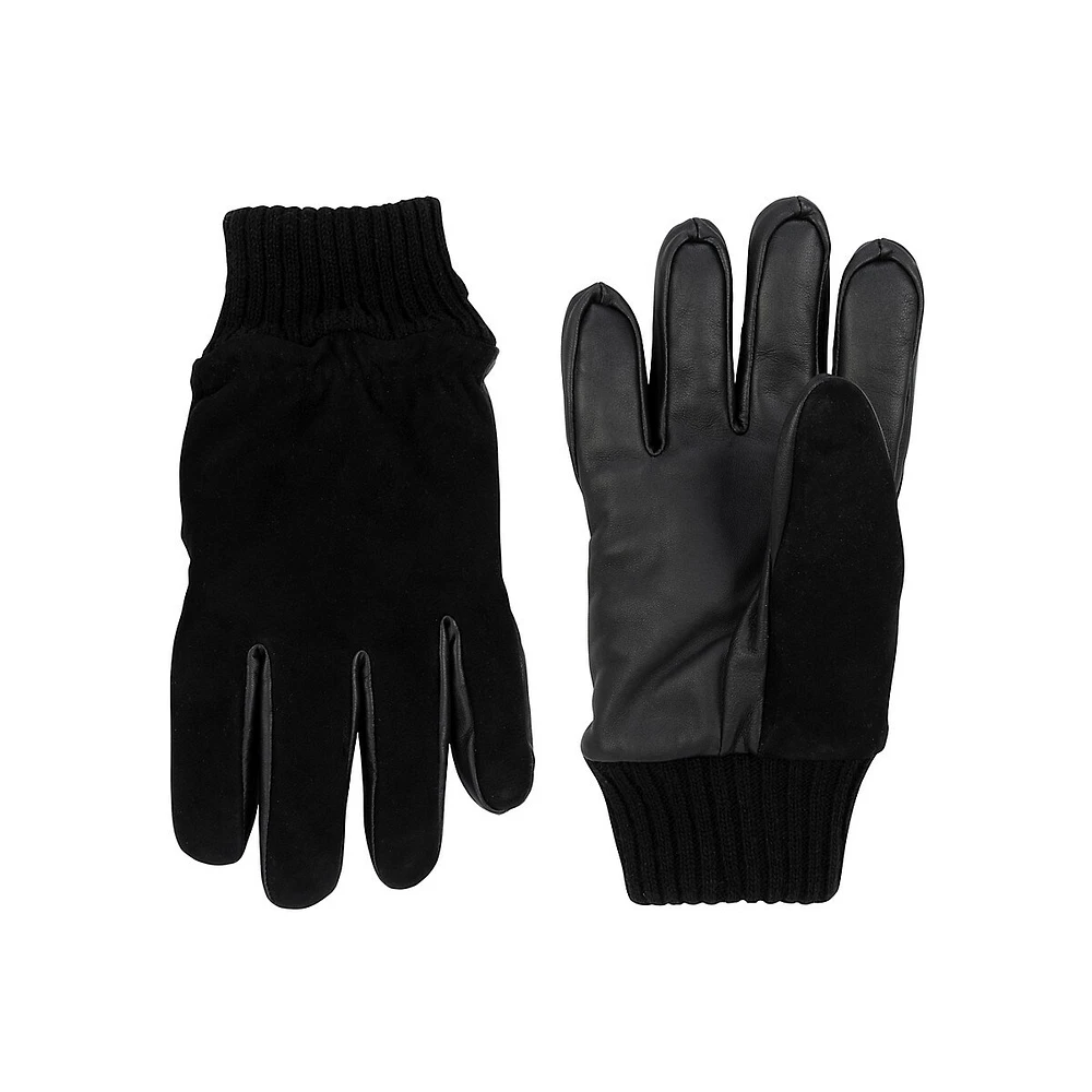 Gants en daim et laine pour homme avec paume cuir