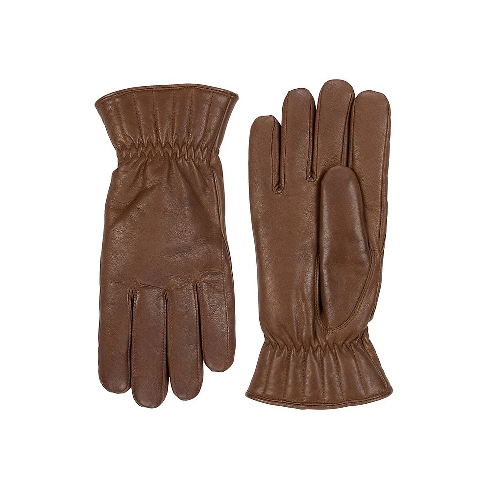 Gants en cuir matelassé vertical doublés peluche pour hommes