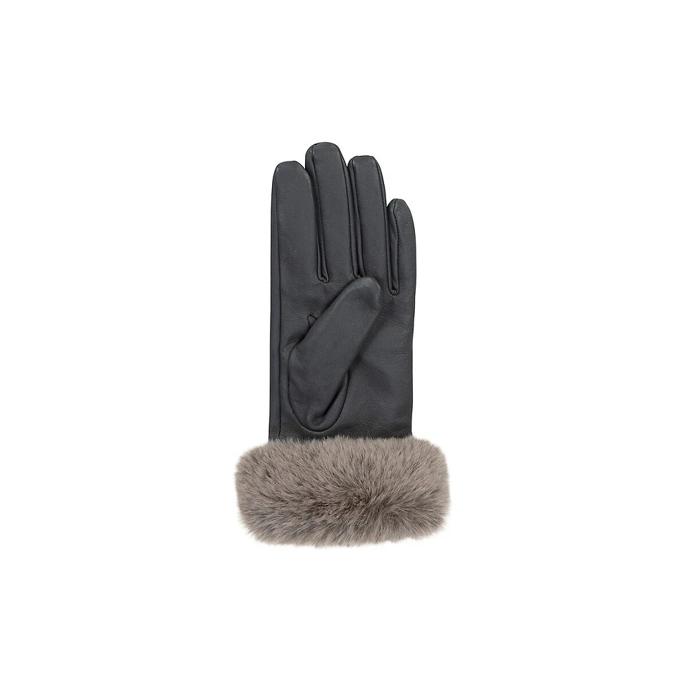 Leather Glove with Faux Fur Cuff