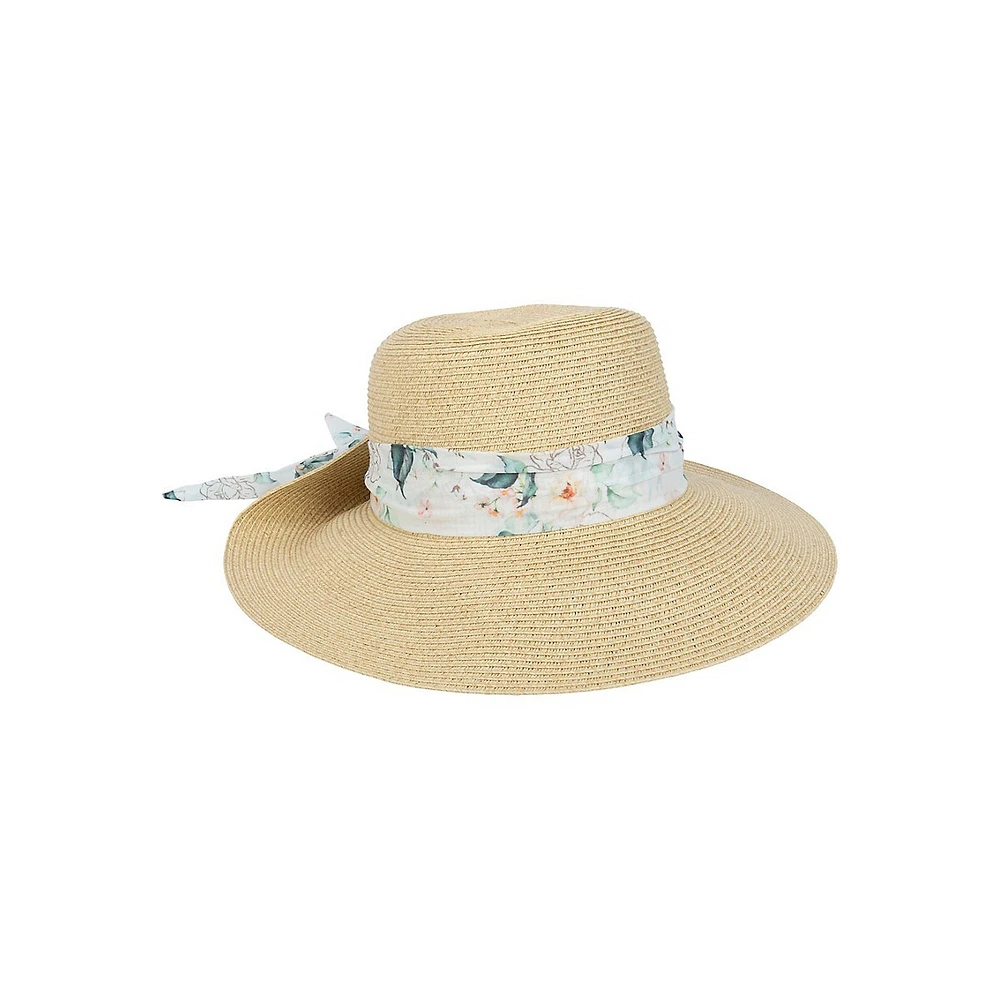 Chapeau souple rabattable avec écharpe imprimée