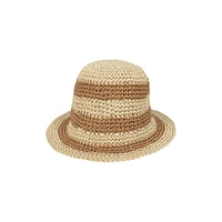 Striped Paper Crochet Cloche Hat