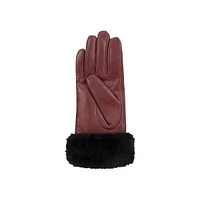 Women's Faux-Fur Cuff Leather Gloves