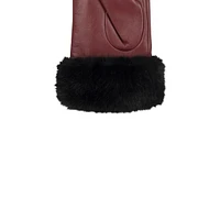 Women's Faux-Fur Cuff Leather Gloves