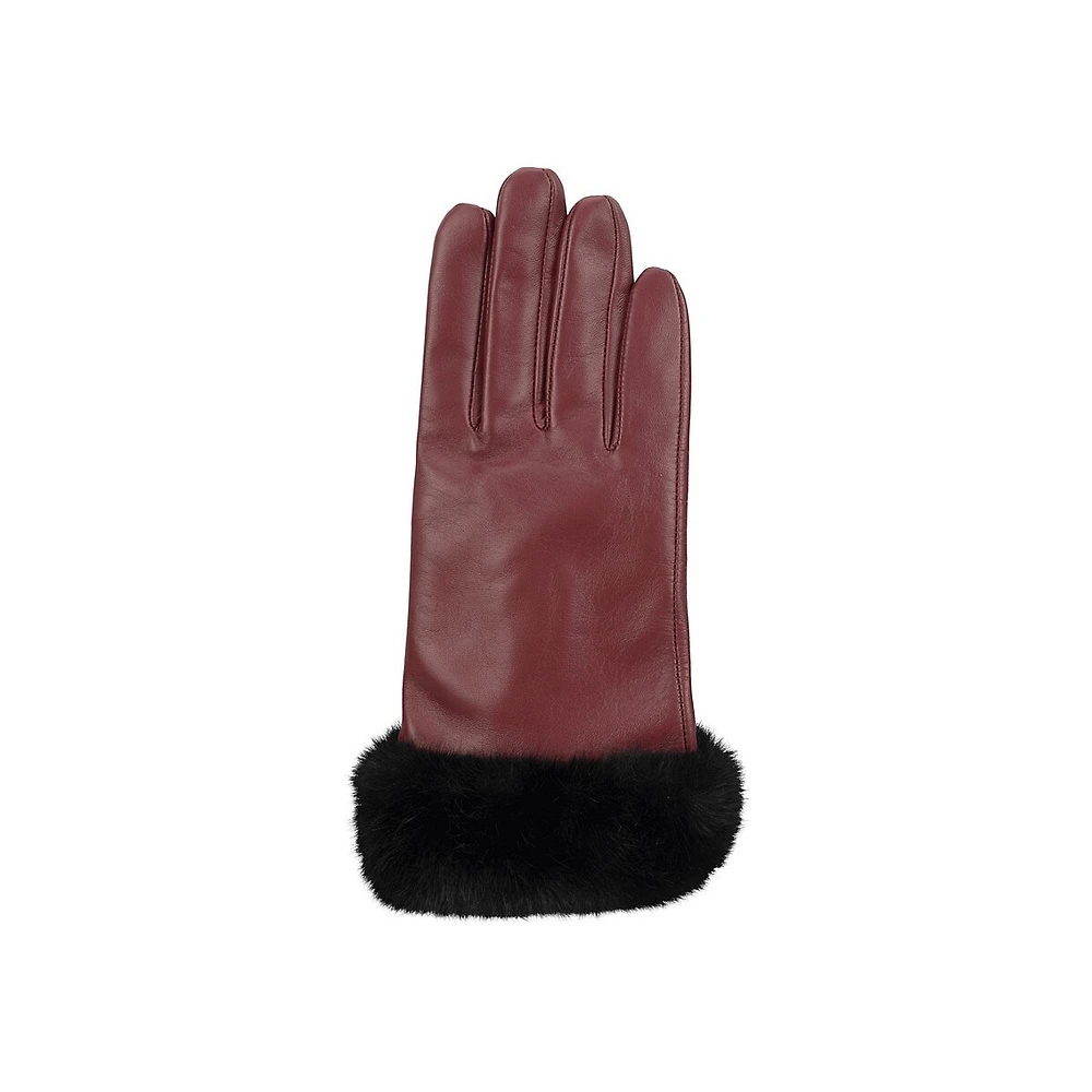 Women's Faux-Fur Cuff Leather Gloves