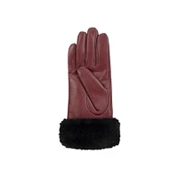 Women's Faux-Fur Cuff Leather Gloves